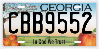 GA license plate CBB9552