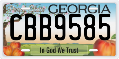 GA license plate CBB9585