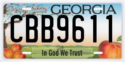 GA license plate CBB9611