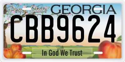 GA license plate CBB9624