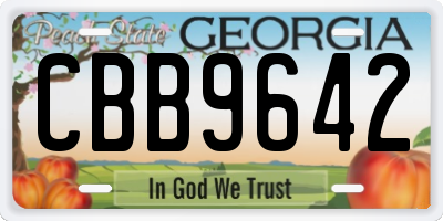 GA license plate CBB9642