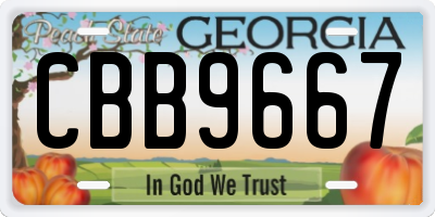 GA license plate CBB9667