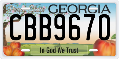 GA license plate CBB9670