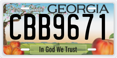 GA license plate CBB9671