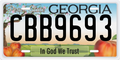 GA license plate CBB9693