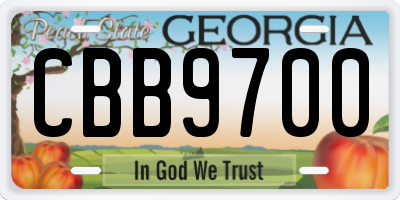 GA license plate CBB9700