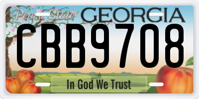 GA license plate CBB9708