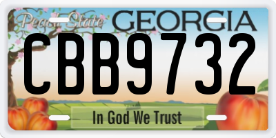GA license plate CBB9732