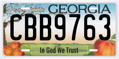 GA license plate CBB9763