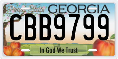GA license plate CBB9799