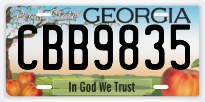 GA license plate CBB9835