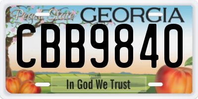 GA license plate CBB9840