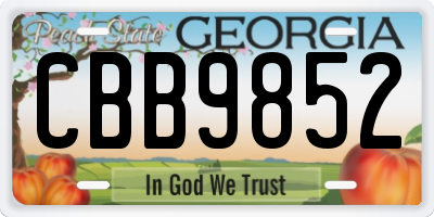 GA license plate CBB9852