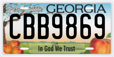 GA license plate CBB9869