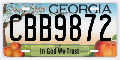 GA license plate CBB9872