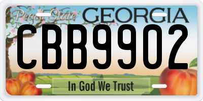 GA license plate CBB9902