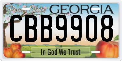 GA license plate CBB9908