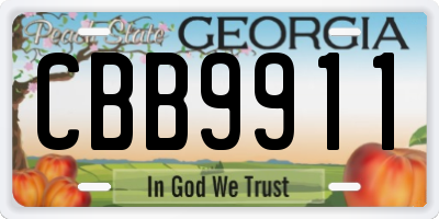 GA license plate CBB9911