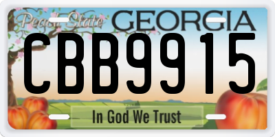 GA license plate CBB9915