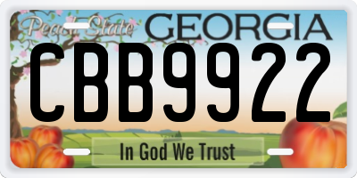 GA license plate CBB9922