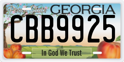 GA license plate CBB9925