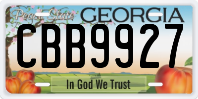 GA license plate CBB9927