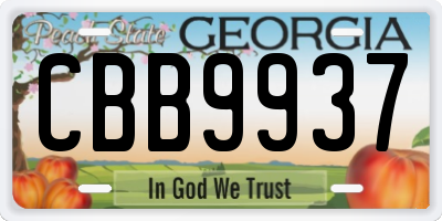 GA license plate CBB9937