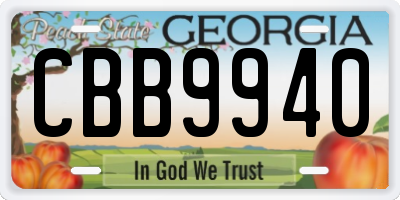GA license plate CBB9940