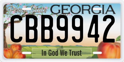 GA license plate CBB9942