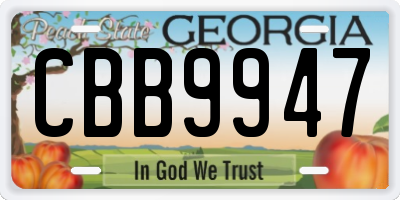 GA license plate CBB9947