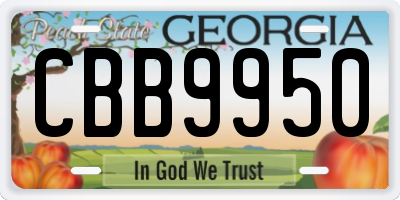 GA license plate CBB9950