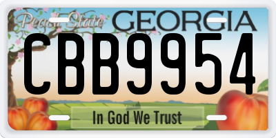 GA license plate CBB9954