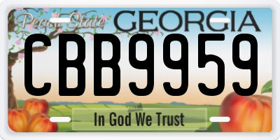 GA license plate CBB9959