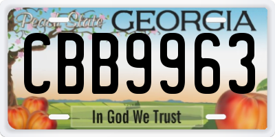 GA license plate CBB9963