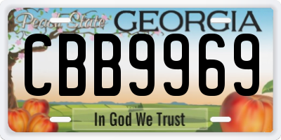 GA license plate CBB9969