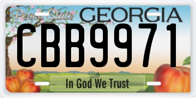 GA license plate CBB9971