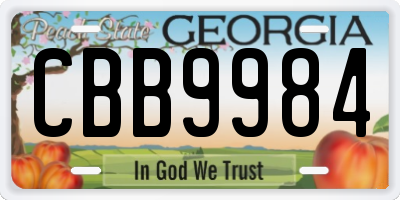 GA license plate CBB9984