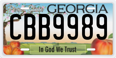 GA license plate CBB9989