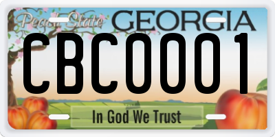 GA license plate CBC0001