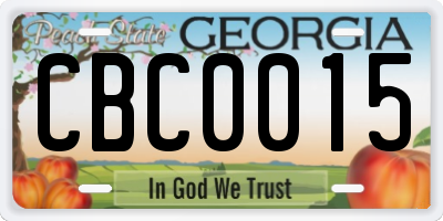 GA license plate CBC0015