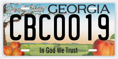 GA license plate CBC0019