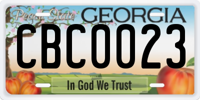 GA license plate CBC0023