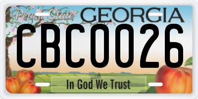 GA license plate CBC0026