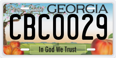 GA license plate CBC0029