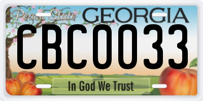 GA license plate CBC0033