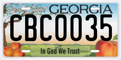 GA license plate CBC0035