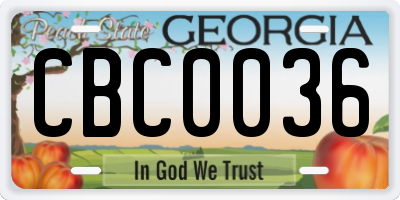 GA license plate CBC0036