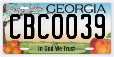 GA license plate CBC0039