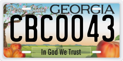 GA license plate CBC0043
