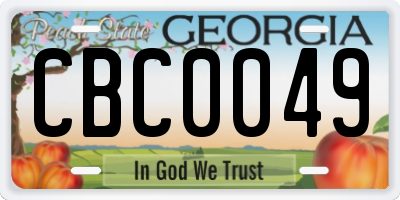 GA license plate CBC0049